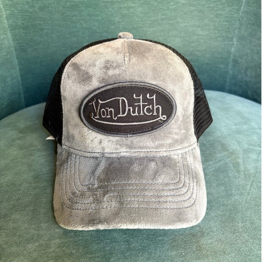 Stylish Von Dutch Gray Velvet Trucker Hat - New with Tags!